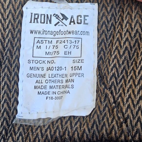 Iron Age Men's Safety Toe 10"‎ Heat Resistant Work Boot Size 15 M Iron Age - Picture 9 of 9